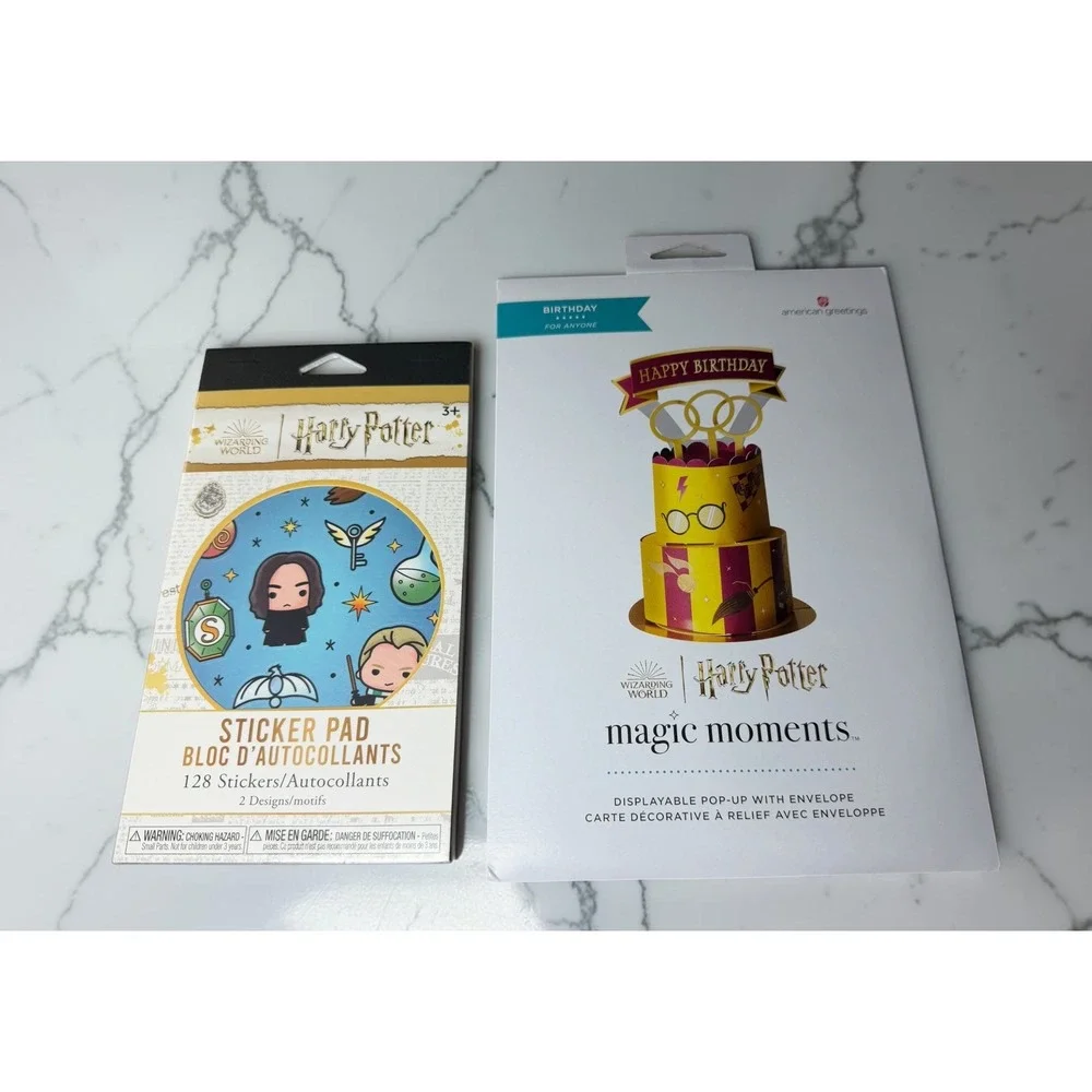 Harry Potter Pop-Up Birthday Card & 128 Stickers New Bundle